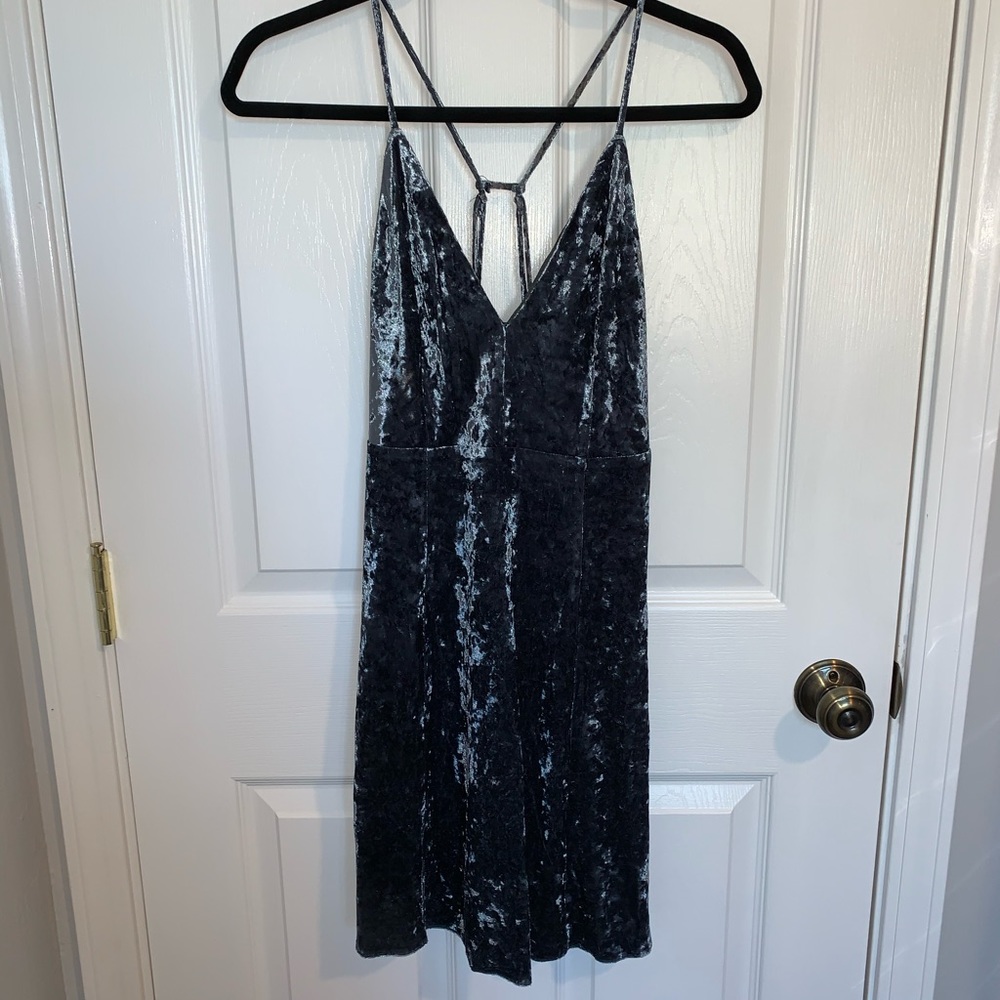 LUSH teal crushed velvet dress
